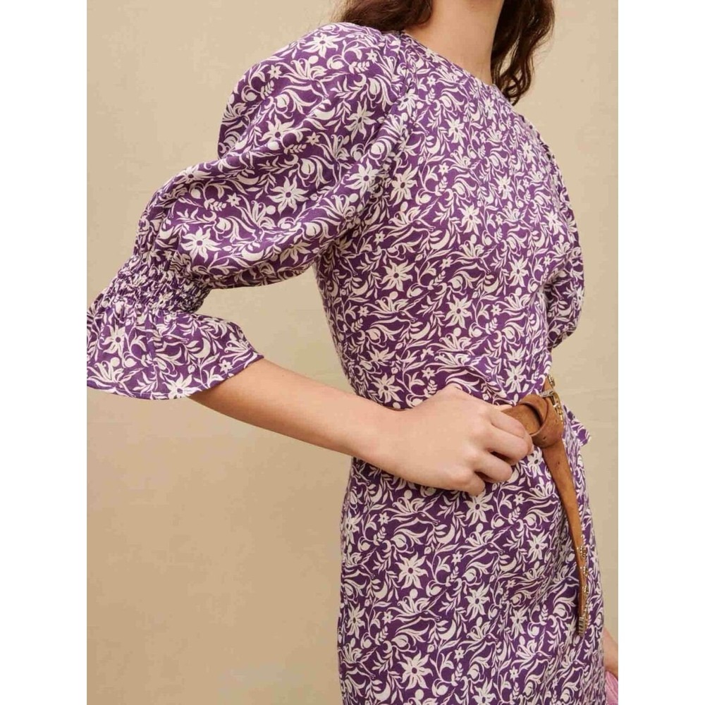 Maje NWT Purple Floral Mini Dress Women's XS US 0 EU 34 Romantic Parisian Chic